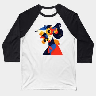 Picasso Style Dog and Man Baseball T-Shirt